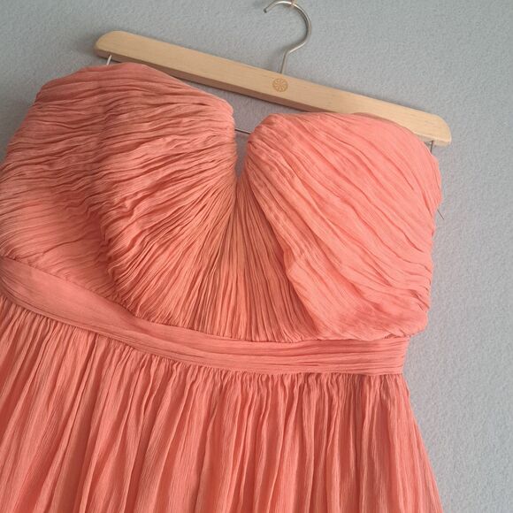 J.Crew Rose Pink Nadia Dress Women’s 10 Silk Chiffon Strapless Peach Romantic - Picture 9 of 12